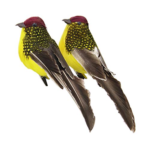 2PCS Mini pájaros Falsos Palomas de Espuma de Plumas Artificiales Decoración de jardín de Boda Hogar y jardín Patio, césped y jardín