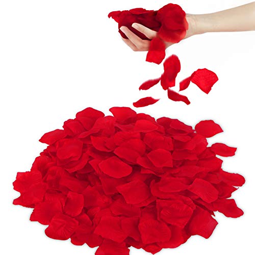 3000 Pétalos de Rosa Artificiales Rojo, San Valentín Decoración Artificiales Rosas Flores Confeti, Decoración Pétalos para Bodas Romántica, Decoraciones de Casarse Conmigo, San Valentín y Compromiso
