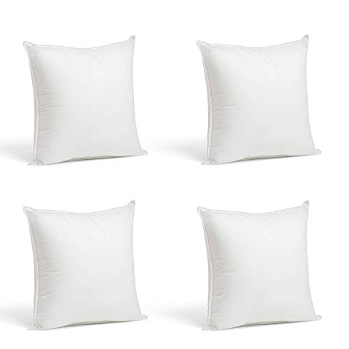 4 Rellenos cojines sofa hipoalergénicas + 4 fundas cojines lisos decoracion y para almohadas de cama 45x45cm