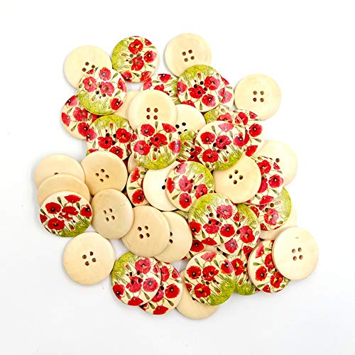 50 botones de madera redondos para césped, para ropa, manualidades, accesorios de costura 50 botones de madera redondos para césped, para ropa, manualidades, accesorios de costura