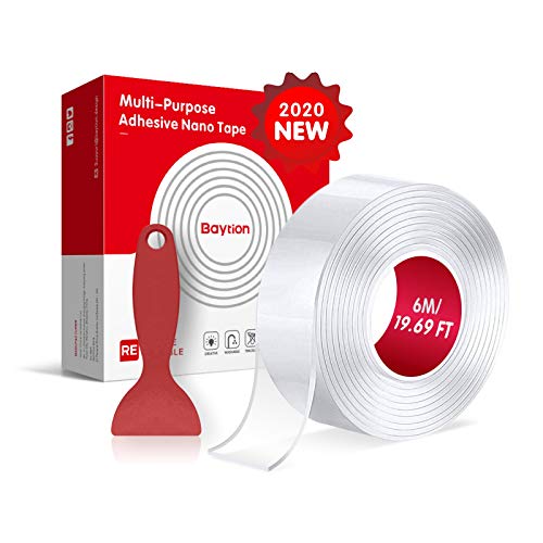 6M Cinta Adhesiva Doble Cara - Baytion Transparente Nano Tape - Lavable Adhesivo extrafuerte de Doble Cara para Pegar Fotos y Pósters, Fijar Alfombras, Pegar Artículos (19.69FT) 6M Cinta Adhesiva Doble Cara - Baytion Transparente Nano Tape - Lavable Adhesivo extrafuerte de Doble Cara para Pegar Fotos y Pósters, Fijar Alfombras, Pegar Artículos (19.69FT)