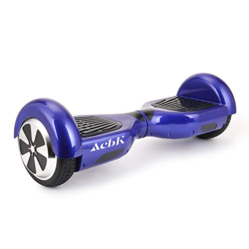 ACBK - Hoverboard Patinete Eléctrico Autoequilibrio con Ruedas de 6.5" (Altavoces Bluetooth con Luces Led integradas), Velocidad máxima: 12 km/h - Autonomía 10 km, Azul