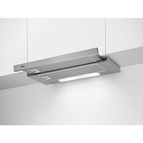 AEG DPB5652M - Campana extractora (60 cm, 448 m³/h, máx. 70 dB(A), botones táctiles, color gris AEG DPB5652M - Campana extractora (60 cm, 448 m³/h, máx. 70 dB(A), botones táctiles, color gris