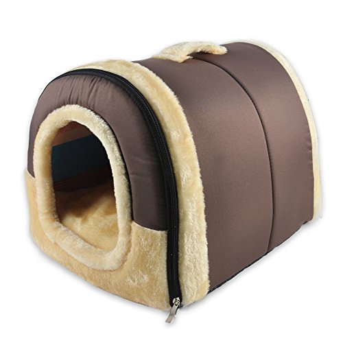 ANPPEX 2 en 1 Casa y Sofá para Mascotas, Lavable a Máquina Casa Cama de Perro Gato Puppy Conejo Mascota Antideslizante Plegable Suave Calentar con Cojín Extraíble Colchón