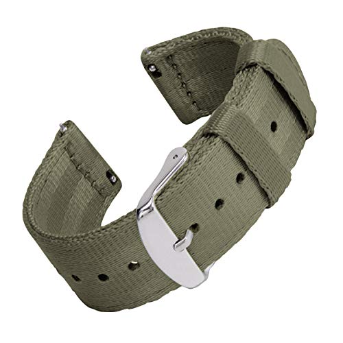 Archer Watch Straps | Cinturón de Seguridad Correa de Reloj de Nailon para Hombre y Mujer, Correa Fácil de Abrochar para Relojes y Smartwatch | Verde Oliva, 18mm
