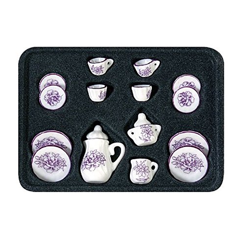 ARTESANÍA LATINA 12685. VAJILLA PORCELANA CARTUJA VIOLETA PARA CASAS DE MUÑECAS