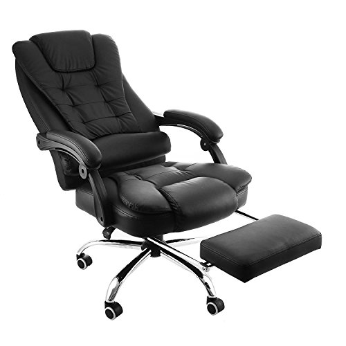 Autovictoria Executive office Chair Silla Ejecutiva De Cuero PU Alta Silla De Oficina Respaldo Oficina Diseño Ergonómico Silla Reclinable Con Reposapiés De 360 Grados Silla Giratoria Negro Ordenador