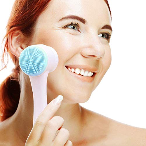 auvstar Cepillo de limpieza facial, Cepillo para lavar la cara, para limpieza profunda exfoliación manual ultrasuave de los poros de masaje para todos los tipos de piel (Azul)