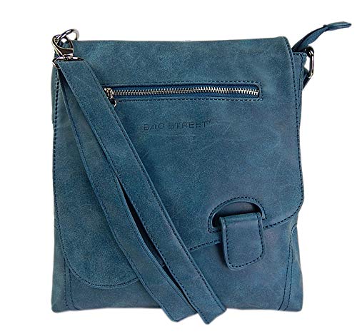 Bag Street - Bolso de hombro con presilla, aspecto desgastado, petróleo (Azul) - .