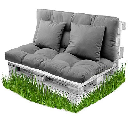 BCASE Pack Cojin Palet Fibra + Cojín Respaldo para Palés Acolchados, Cojín Relleno, Incluyen Cojín de Respaldo y Asiento, Ideal para Jardín, Terraza, Patio y Balcón, Gris BCASE Pack Cojin Palet Fibra + Cojín Respaldo para Palés Acolchados, Cojín Relleno, Incluyen Cojín de Respaldo y Asiento, Ideal para Jardín, Terraza, Patio y Balcón, Gris