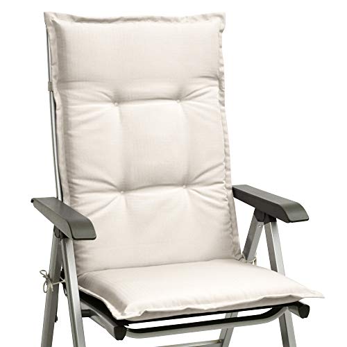Beautissu cojín para sillas de Exterior, tumbonas, mecedoras o Asientos con Respaldo Alto Base HL 120x50x6 Placas compactas de gomaespuma - Natural