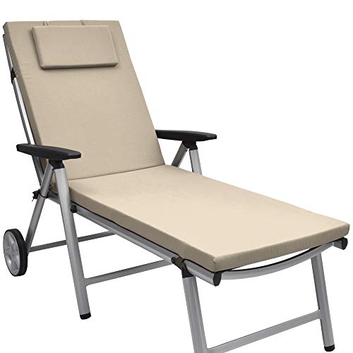 Beautissu Loft RL Cojines colchoneta para Tumbona amaca de Ruedas jardín, Playa 200x60x5 Natural Acolchado Elegante Beautissu Loft RL Cojines colchoneta para Tumbona amaca de Ruedas jardín, Playa 200x60x5 Natural Acolchado Elegante
