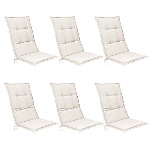 Beautissu Set de 6 Cojines para sillas de Exterior, tumbonas, mecedoras o Asientos con Respaldo Alto Base HL 120x50x6 Placas compactas de gomaespuma - Natural Beautissu Set de 6 Cojines para sillas de Exterior, tumbonas, mecedoras o Asientos con Respaldo Alto Base HL 120x50x6 Placas compactas de gomaespuma - Natural