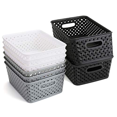 Bekith 9 cestas de almacenamiento tejidas, organizador de plástico para organizar armarios, desordenar, accesorios, juguetes, productos de limpieza y mucho más