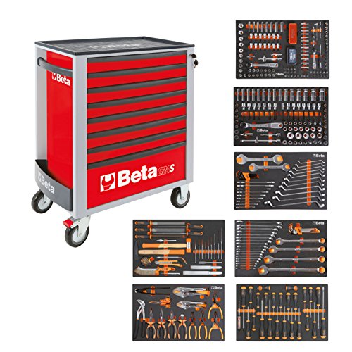 BETA Easy 400S-O8/E-XL 024002293 Carro de herramientas con 8 cajones con surtido de herramientas de 384 piezas, rojo