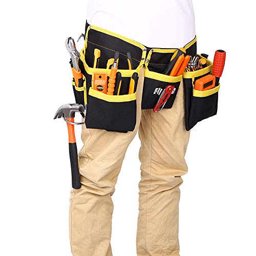 Bolsa de herramientas/delantal con 11 bolsillos para herramientas, Oxford impermeable profesional bolsa de cinturón con cinturón