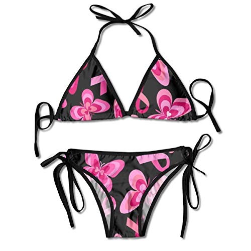 Breat Cancer Pink Ribbon Bikini para Mujer Trajes de baño de Dos Piezas Trajes de baño Acolchados Push up