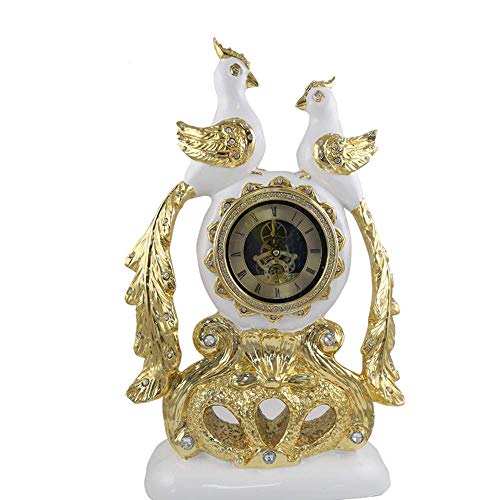 Brightz Resina Doble Urraca Reloj/Creativa Inicio Sala de TV Cabinet Company Recepción del Reloj Adornos 36 * 9 * 53cm Elegante y Hermosa