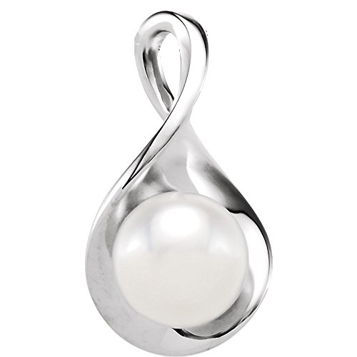 Broche de plata de ley y perla cultivada lámpara de techo 9,5-1mm - JewelryWeb