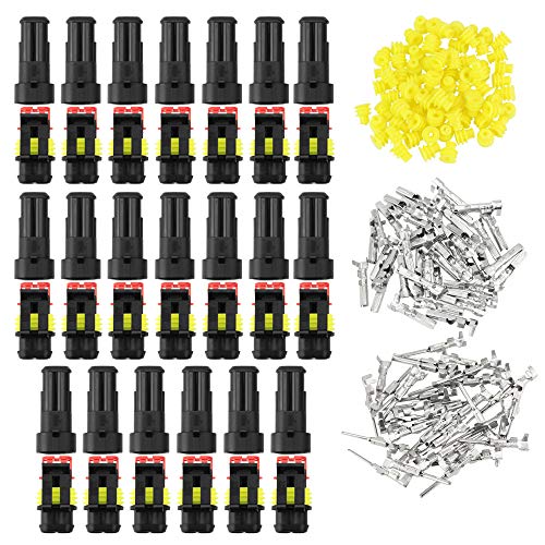 BUZIFU 20pcs Conectores Electricos Impermeable, Clavijas Electricas Macho Hembra, Ideal para Cualquier Tipo de Conexión en Moto, Coche, Camión, Triciclo y Barco