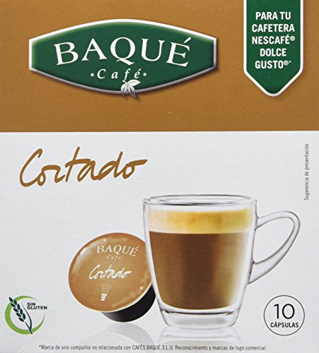 Cafés Baqué - 10 Capsulas Compatibles Dolce Gusto. Café Cortado
