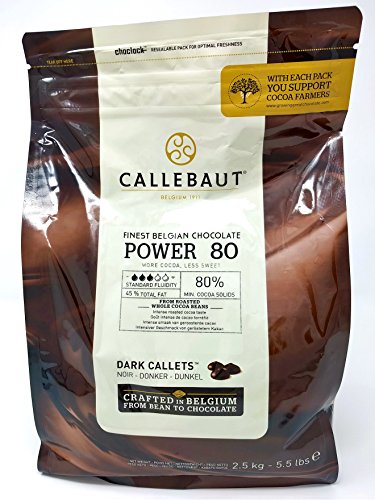 Callebaut Power 80 (Poder 80%) - Cobertura de Chocolate Negro Belga - Finest Belgian Dark Chocolate (Callets) 2,5kg