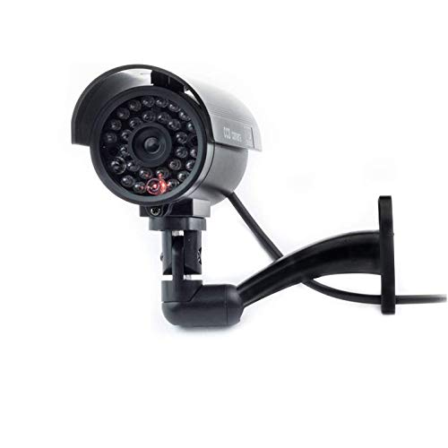 Cámara Seguridad Falsa Interior Exterior Calidad CCTV Cámara de Vigilancia con Intermitente Luz LED Noche x 1