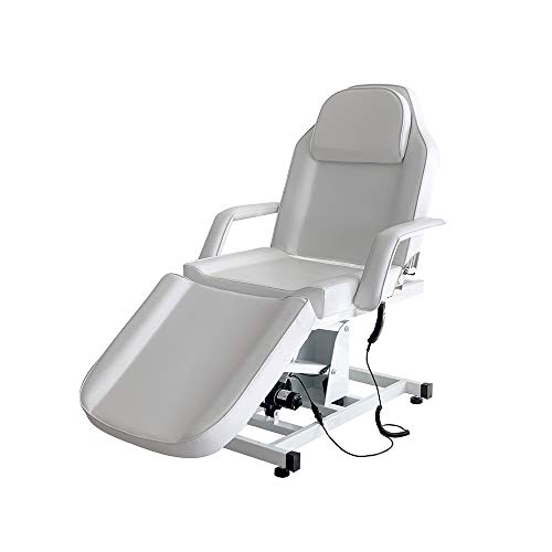 Camilla de masaje ajustable para cama de masaje plegable eléctrica de piel sintética con taburete para salón profesional y casa, 73 cm de largo x 188 cm de ancho x 60-82 cm de alto (blanco) Camilla de masaje ajustable para cama de masaje plegable eléctrica de piel sintética con taburete para salón profesional y casa, 73 cm de largo x 188 cm de ancho x 60-82 cm de alto (blanco)