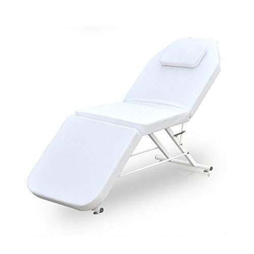 Camilla de masaje portátil de 3 zonas, 60 cm de ancho, plegable, altura regulable (60 x 182 cm), color blanco