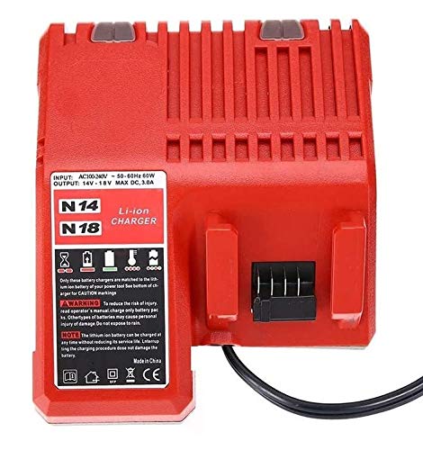 Cargador 3A, reemplace el cargador de batería de iones de litio Milwaukee 14.4v-18v, 48-11-1850 48-11-1852 48-11-1840 (con enchufe estándar de la UE) Cargador 3A, reemplace el cargador de batería de iones de litio Milwaukee 14.4v-18v, 48-11-1850 48-11-1852 48-11-1840 (con enchufe estándar de la UE)