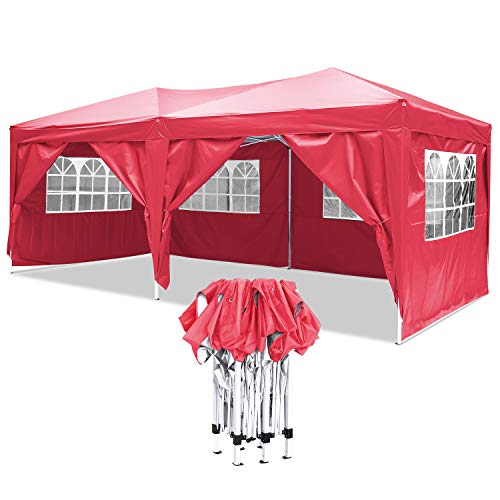 Carpa con Paredes 3x6 m | Plegable, Impermeable, con Protección Solar, Ideal para Fiestas en el Jardín | Gazebo, Cenador, Pabellón, Tienda Fiestas | persona 10-12 (Typ_5)