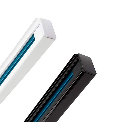 Carril Trifásico para Focos LED 1 Metro Rigido Resistente Blanco Negro (Blanco)