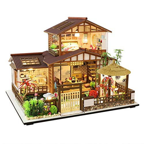 Casa de muñecas en miniatura con muebles, kit de casa de muñecas, miniatura montada, casa de pie con movimiento musical, para niñas, Navidad, cumpleaños, tamaño 1: 24