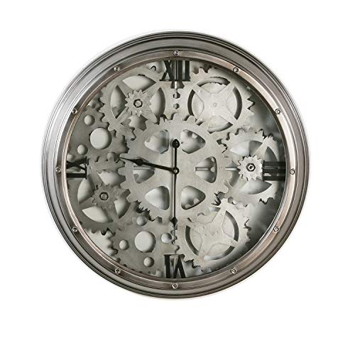 Casablanca Reloj de pared Loft metal/cristal d.60 cm antracita/plata, M. Esfera negra
