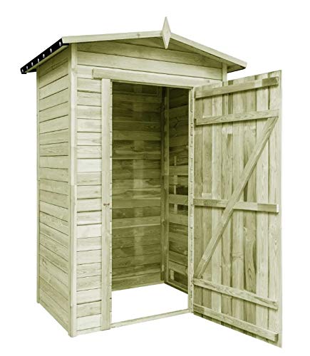Caseta de Jardín, Cobertizo de Almacenamiento de Madera de Pino con Techo Impermeable para Jardín Exterior, 150 x 100 x 210 cm Caseta de Jardín, Cobertizo de Almacenamiento de Madera de Pino con Techo Impermeable para Jardín Exterior, 150 x 100 x 210 cm