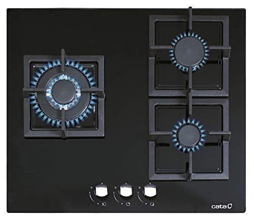 Cata | Placa Cristal Gas | Modelo CCI 6021 BK | 3 Quemadores de gas | Encimera de Gas Natural | Inyectores de gas Butano Incluido | Ancho de 59 cm | Color Negro Cata | Placa Cristal Gas | Modelo CCI 6021 BK | 3 Quemadores de gas | Encimera de Gas Natural | Inyectores de gas Butano Incluido | Ancho de 59 cm | Color Negro