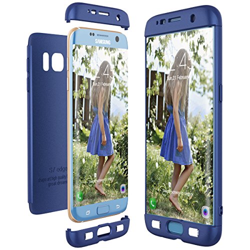 CE-Link Funda para Samsung Galaxy S7 Edge Rigida 360 Grados Integral, Carcasa S7 Edge Silicona Snap On Diseño Antigolpes Choque Absorción, Samsung S7 Edge Case Bumper 3 en 1 Estructura - Azul CE-Link Funda para Samsung Galaxy S7 Edge Rigida 360 Grados Integral, Carcasa S7 Edge Silicona Snap On Diseño Antigolpes Choque Absorción, Samsung S7 Edge Case Bumper 3 en 1 Estructura - Azul