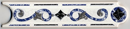 Cenefa de cerámica, 25 unidades, borde de palma, color azul y gris, 5 x 20 cm / 0,5 cm de grosor