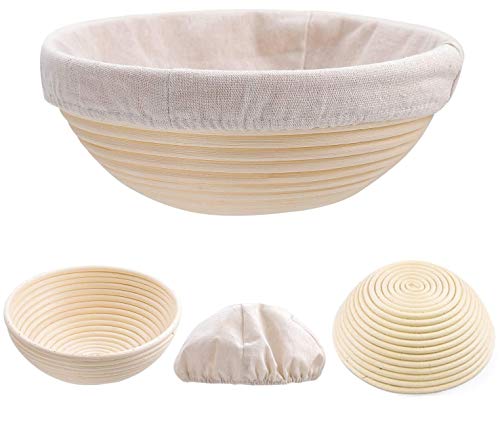 Cesta de fermentación redonda, 18 x 9 cm, diámetro de 18 cm, cesta de pan, cesta de fermentación de caña natural para panaderos profesionales y domésticos, panaderos y cuchillos de panadería Cesta de fermentación redonda, 18 x 9 cm, diámetro de 18 cm, cesta de pan, cesta de fermentación de caña natural para panaderos profesionales y domésticos, panaderos y cuchillos de panadería