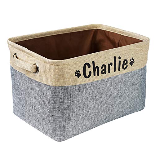 Cesta plegable para perro PET ARTIST con nombre personalizado de mascota – Caja de almacenamiento rectangular organizador para juguetes para perros, abrigos para perros, ropa para perros y accesorios Cesta plegable para perro PET ARTIST con nombre personalizado de mascota – Caja de almacenamiento rectangular organizador para juguetes para perros, abrigos para perros, ropa para perros y accesorios