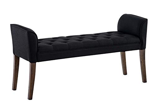 Chaise Longue Cleopatra con Tapizado de Tela I Banco Largo Acolchado en Estilo Chesterfield I Silla Larga I Color:, Color:Negro, Color del Marco:Envejecido Oscuro Chaise Longue Cleopatra con Tapizado de Tela I Banco Largo Acolchado en Estilo Chesterfield I Silla Larga I Color:, Color:Negro, Color del Marco:Envejecido Oscuro