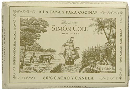 Chocolates Simón Coll, Barrita grande de chocolate (Canela, 60% cacao) - 20 de 200 gr. (Total 4000 gr.)