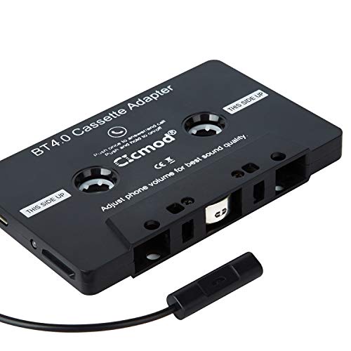 CICMOD Adaptador de Cassette para Coche Cassette Adaptador BT4.0 Receptor Coche con Micrófono Incorporado Manos Libres Transmisor de Audio para Reproductores
