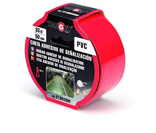 Cinta de señalización - TARGET - Adhesiva - Para suelos - Advertencia – Señalización - Seguridad - Marcaje - Roja 33m x 50mm - C13R3350