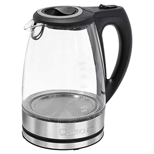 Clatronic 263935 WKS 3744 G-Hervidor de Agua (1,7 L, Carcasa de Cristal y Acero Inoxidable, tecnología inalámbrica, fácil de Verter y vaciar, Tapa de Seguridad Bloqueada, conexión giratoria 360 Clatronic 263935 WKS 3744 G-Hervidor de Agua (1,7 L, Carcasa de Cristal y Acero Inoxidable, tecnología inalámbrica, fácil de Verter y vaciar, Tapa de Seguridad Bloqueada, conexión giratoria 360