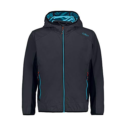 CMP Softshell Jacket with Fixed Hood Chaqueta, Chico, Anthracite-Blue Teal, 140