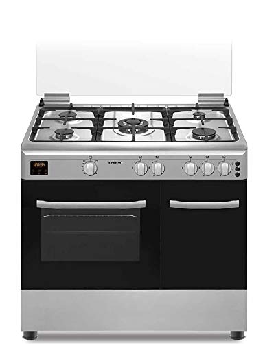 COCINAS DE GAS CON HORNO CC9696XHTP INFINITON (5 FUEGOS, Inox, Gas GRILL, Cocina independiente, Placa + Horno, Kit Gas Natural, Doble Puerta Vidrio Horno, Quemadores con Seguridad)