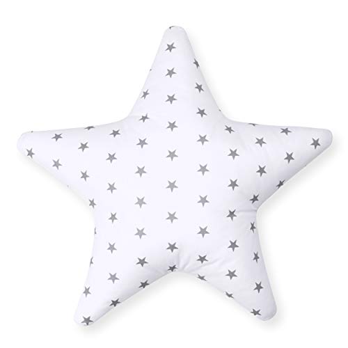 Cojín decorativo con forma de estrella, aprox. 60 cm, para habitación de los niños, cojín decorativo con relleno para dormitorio, habitación de bebé, niña, niño, estrella, color blanco (A3)