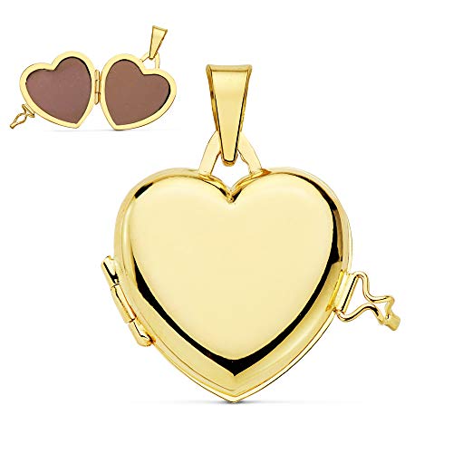 Colgante de mujer Portafotos (guardapelo) Corazón Liso Oro 18 Kilates 21 MM