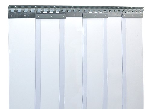 Cortina de fleje de PVC Cortina elástica industrial de 2x200 mm, transparente, completamente premontada, rieles de montaje galvanizados, resistente a la intemperie, protección contra salpicaduras